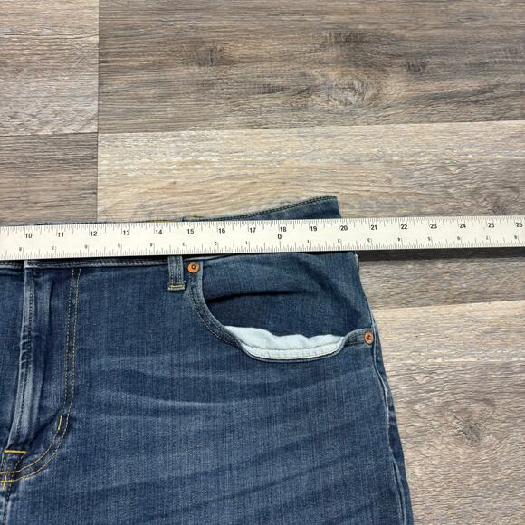 American Eagle Flex Dark Wash Faded Blue Mens 40x29 Frayed‎ Hem Skinny Jeans - Picture 8 of 14